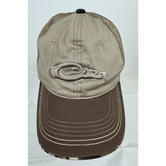 Drake Waterfowl Brown Camo Mesh Trucker Hat Embroidered Logo Adjustable Strap - Picture 6 of 8